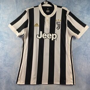 Adidas Juventus 2018-19 Home Jersey Mens Large Black White Striped Jeep Soccer